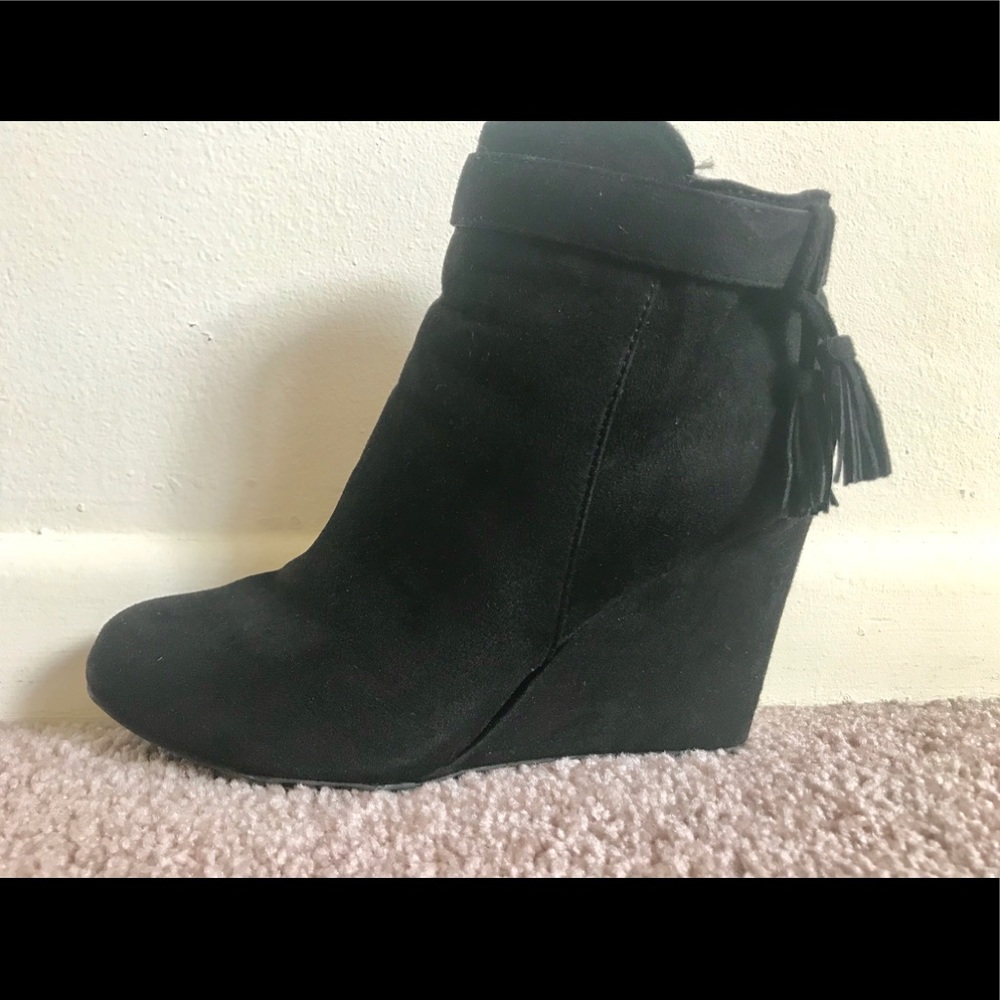 Black Wedge Booties, size 8 1/2